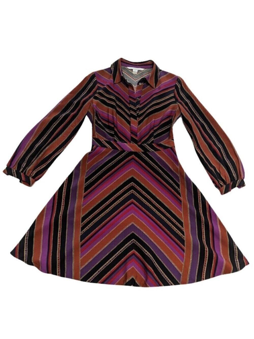 Diane Von Furstenberg DVF ‘Chrissie’ wool & silk flare retro style dress*SZ 0